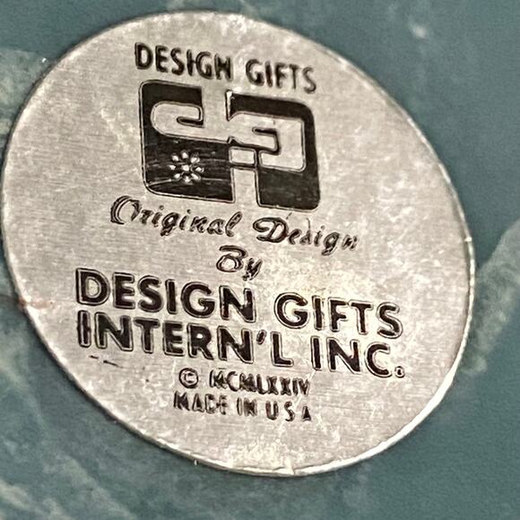 Vtg 1974 Design Gifts Jasperware Trinket Box USA Made 3.5" x 1.5" Snail Appliqué - Picture 5 of 8